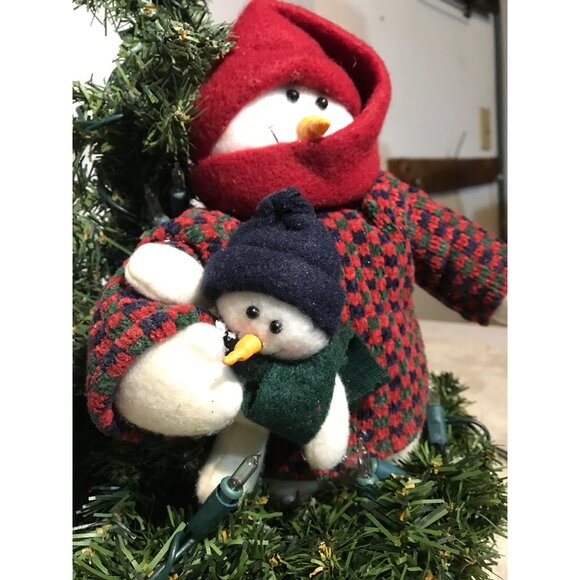 Pre-Lit Mini Christmas Tree With Snowman Family Decoration & Happy Holidays Sign - Picture 4 of 7